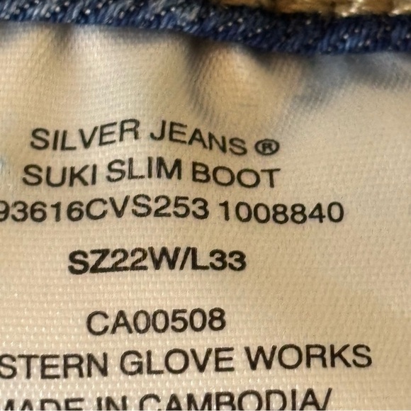 Silver Jeans Co Suki Slim Boot Jeans 22W x 33 Blue Stretch Denim - Picture 12 of 12